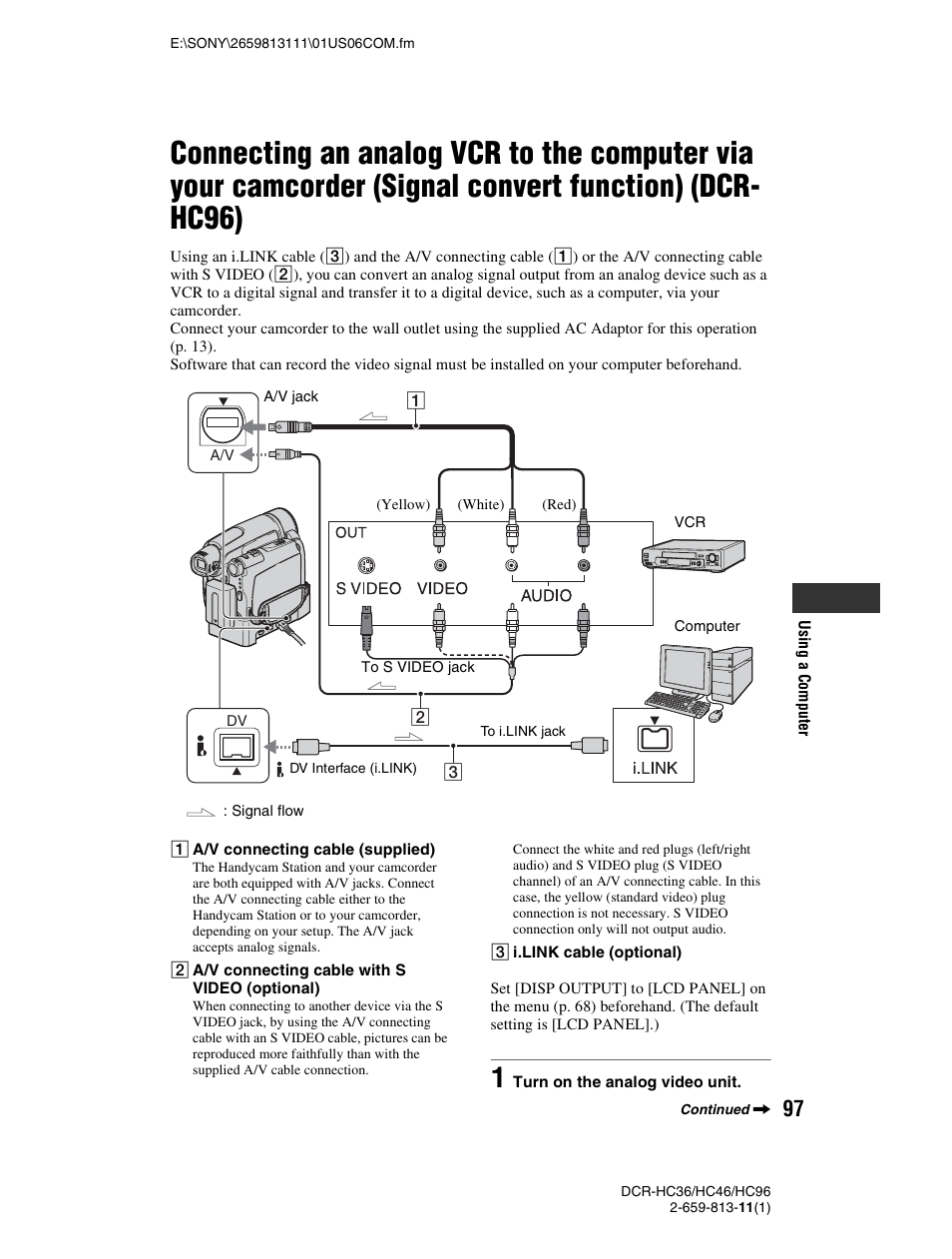 Signal convert function) (dcr-hc96) | Sony DCR-HC36 User Manual | Page 97 / 140