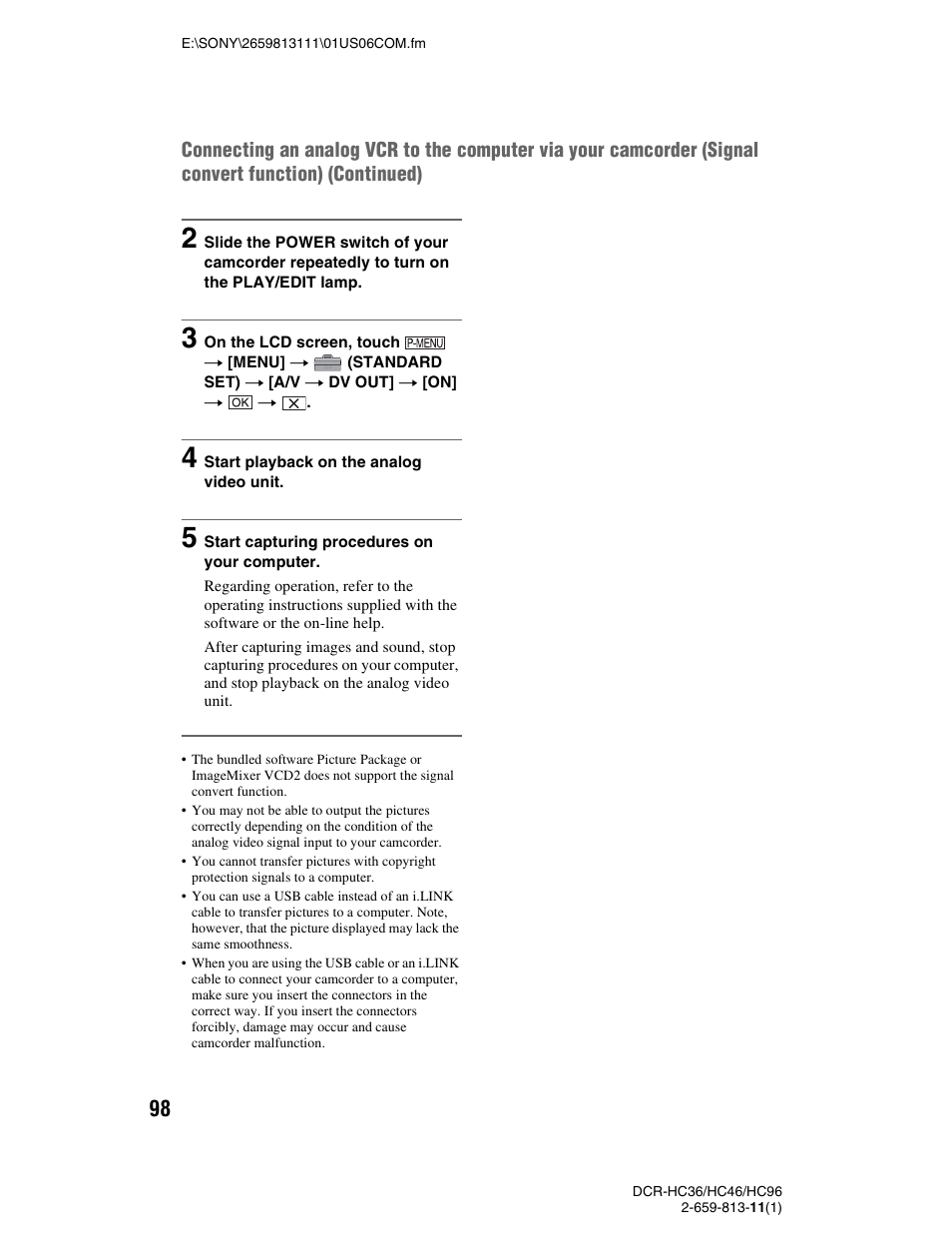 Sony DCR-HC36 User Manual | Page 98 / 140