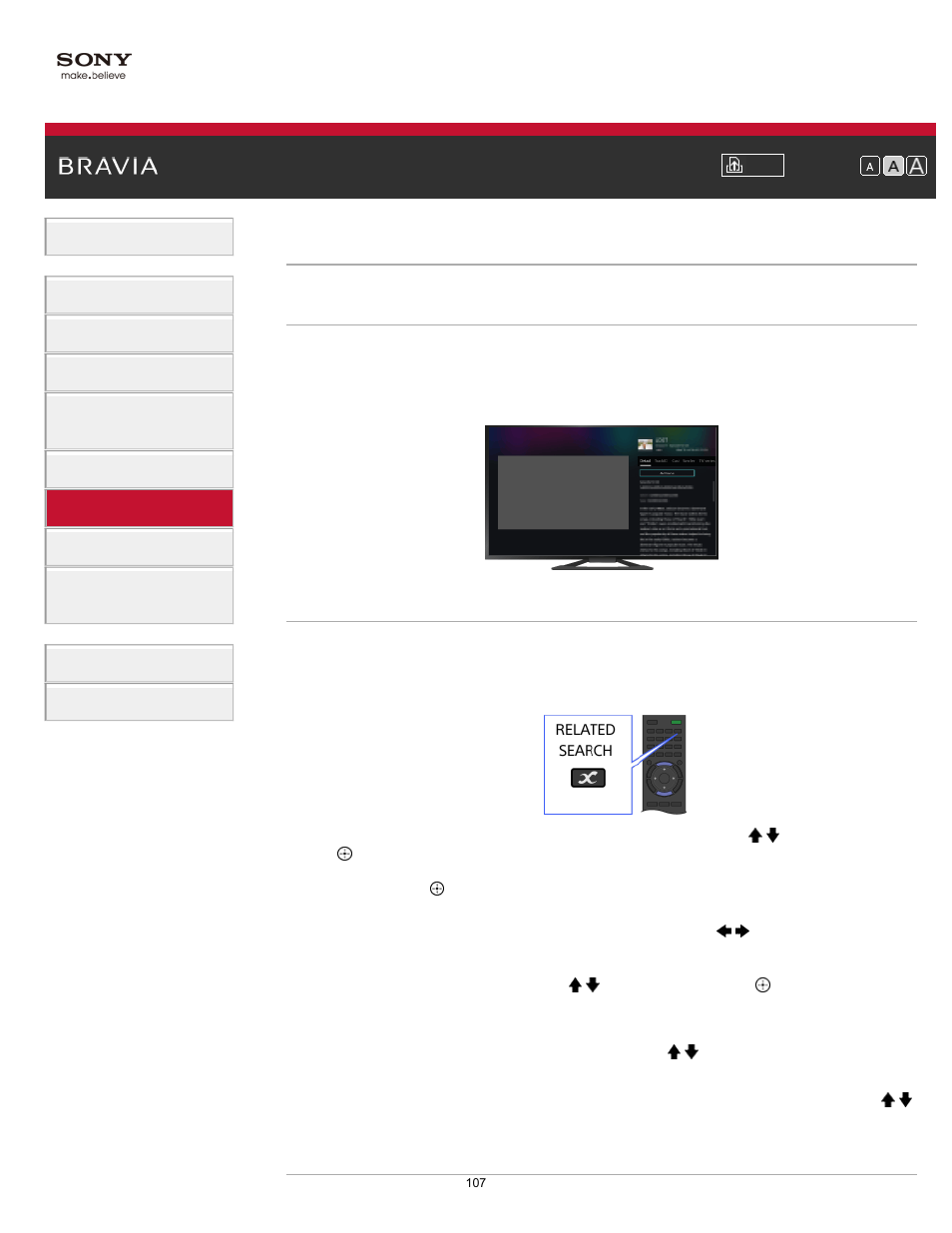 Current view information search | Sony KDL-32W650A User Manual | Page 107 / 187