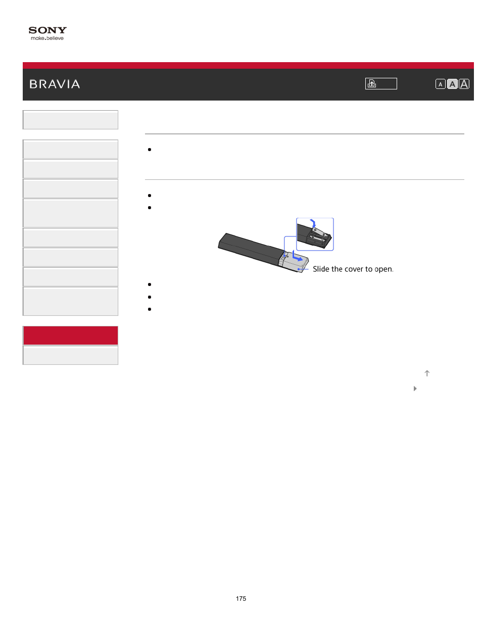 Remote control symptoms | Sony KDL-32W650A User Manual | Page 175 / 187