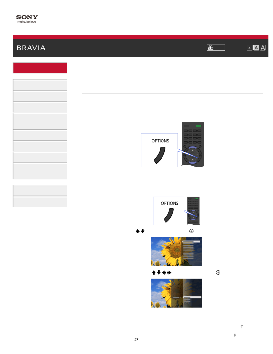 Useful options button | Sony KDL-32W650A User Manual | Page 27 / 187
