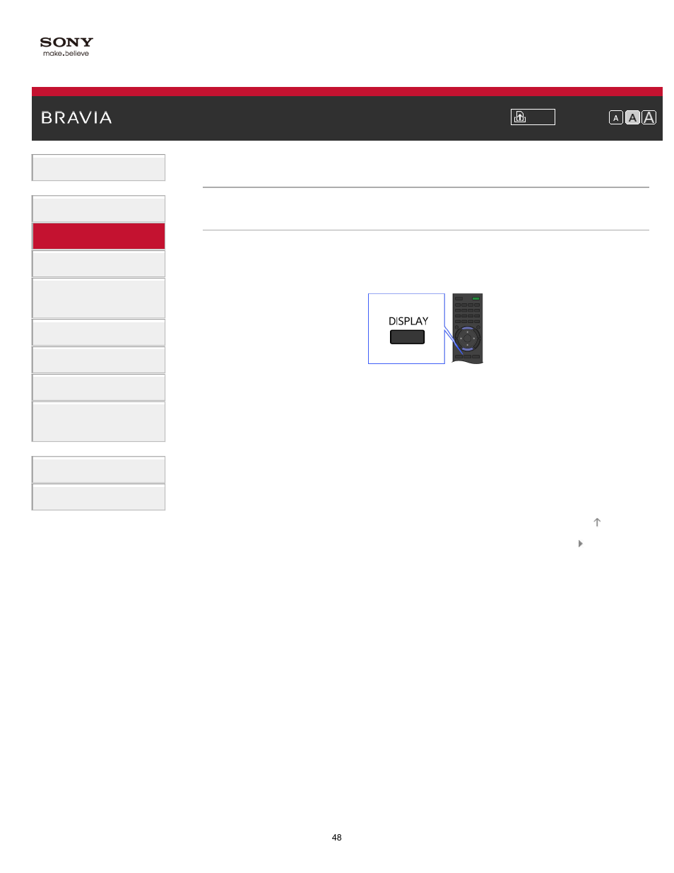 Display information | Sony KDL-32W650A User Manual | Page 48 / 187