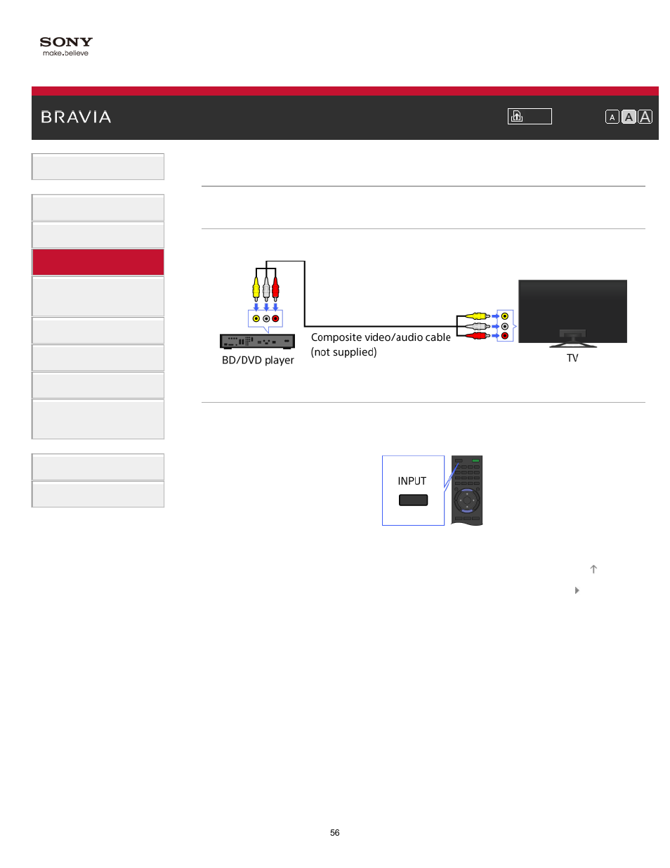 Composite connection | Sony KDL-32W650A User Manual | Page 56 / 187