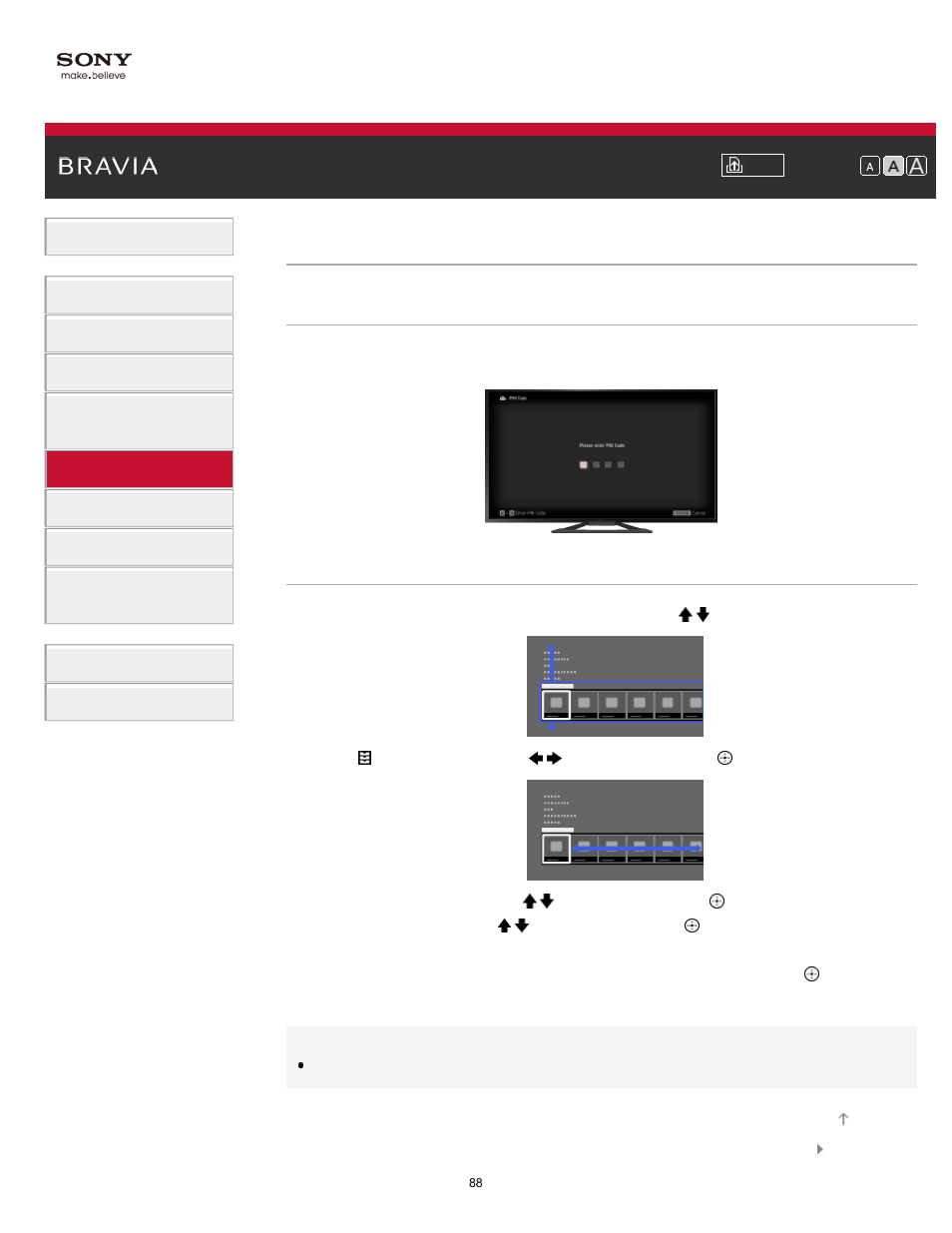Setting parental lock password | Sony KDL-32W650A User Manual | Page 88 / 187