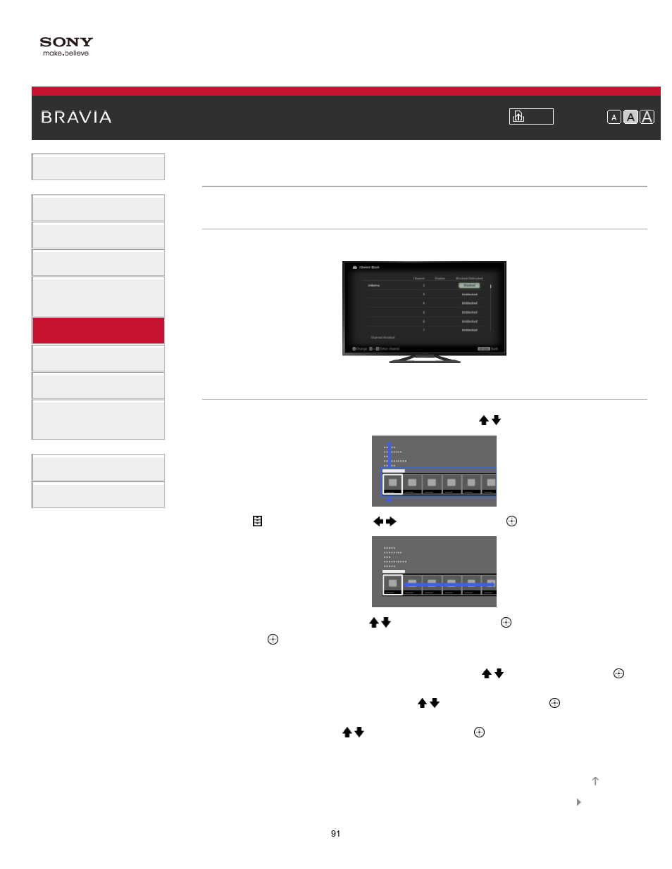 Blocking specific channels | Sony KDL-32W650A User Manual | Page 91 / 187