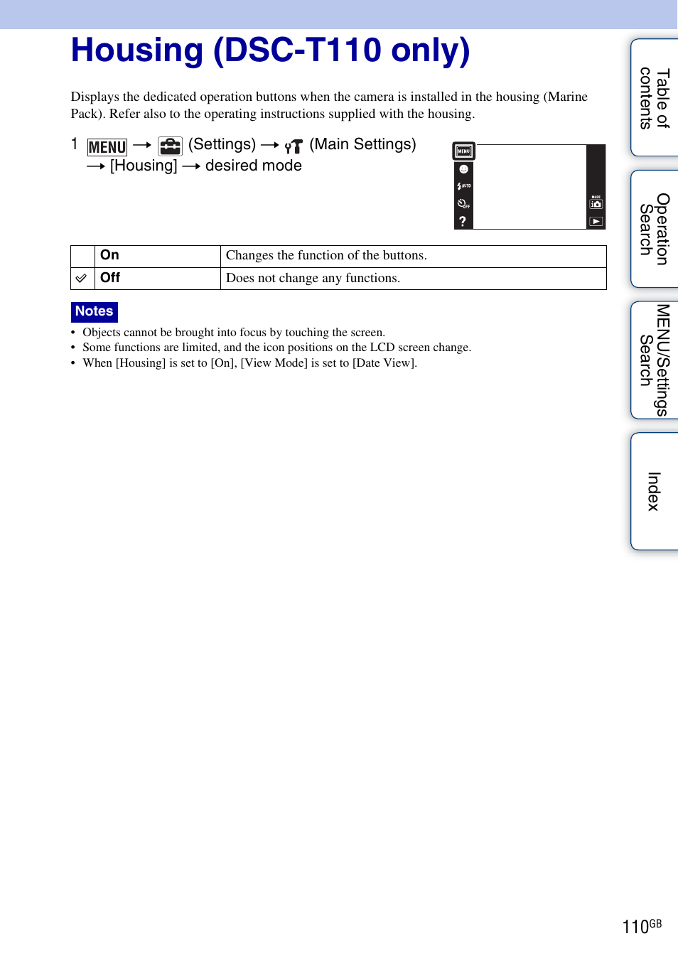 Housing (dsc-t110 only) | Sony DSC-T110 User Manual | Page 110 / 164