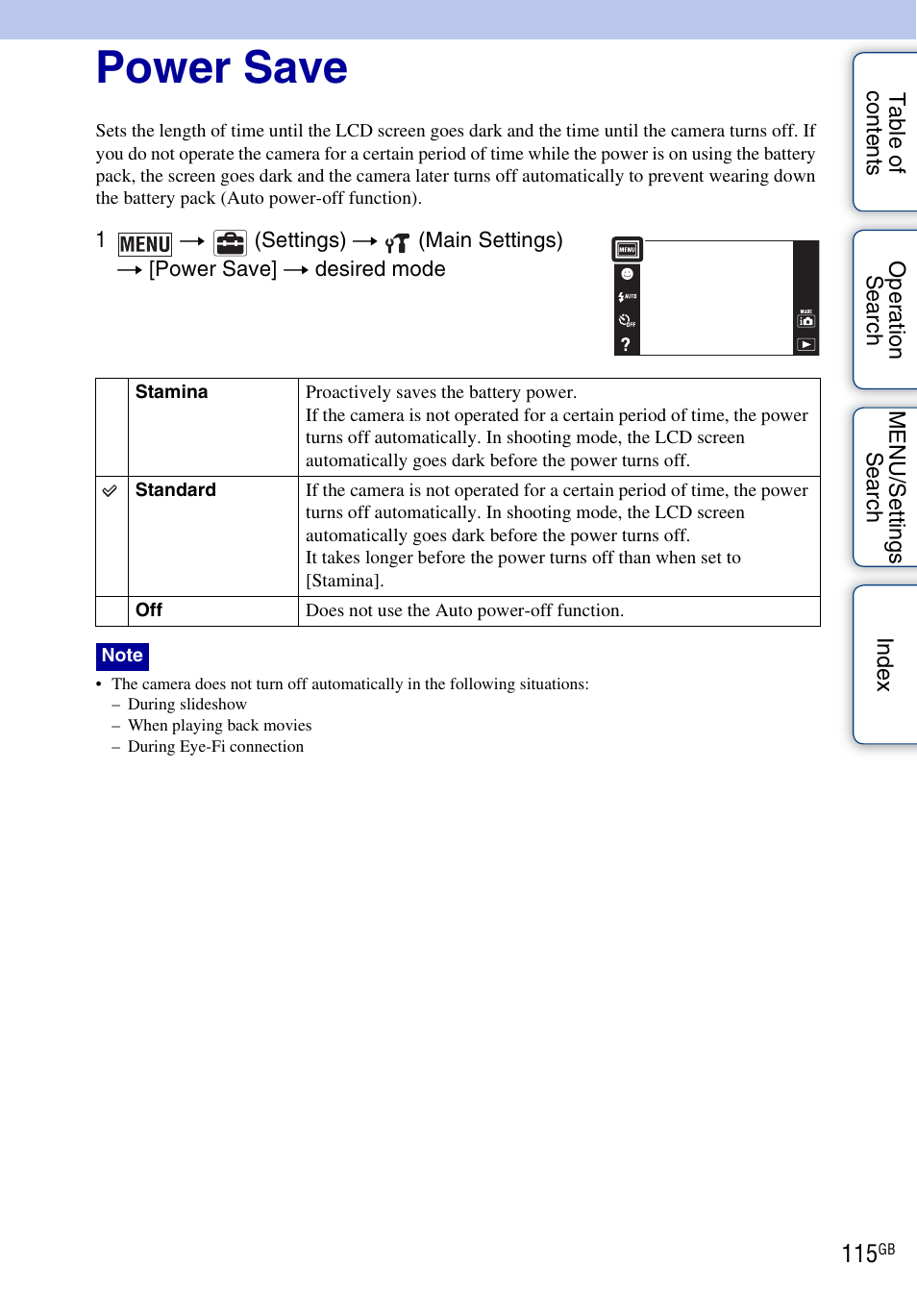 Power save | Sony DSC-T110 User Manual | Page 115 / 164