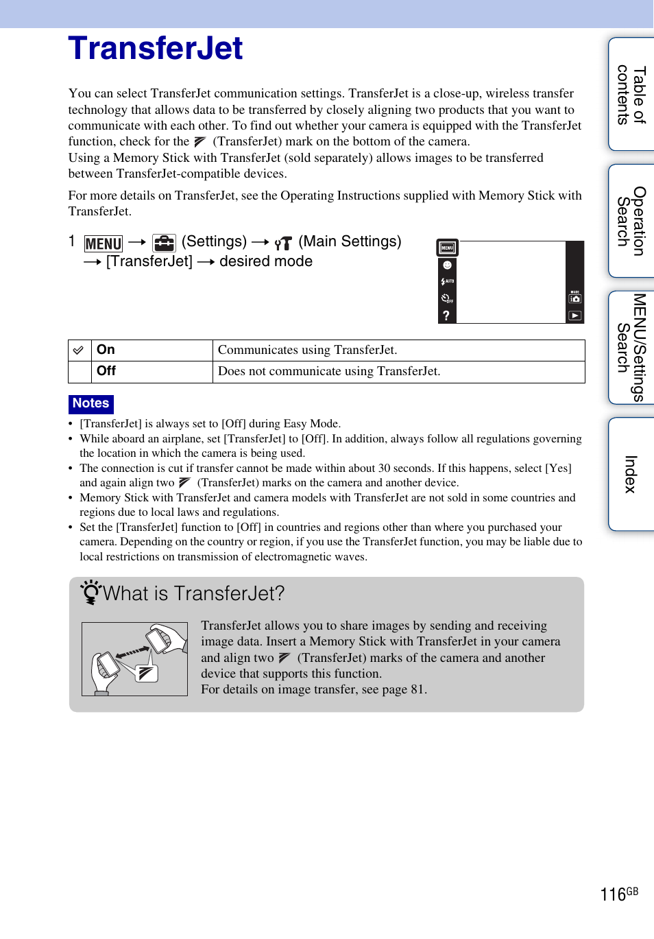Transferjet, What is transferjet | Sony DSC-T110 User Manual | Page 116 / 164
