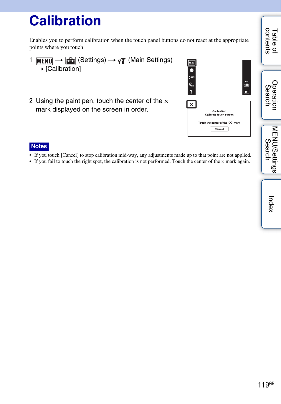 Calibration | Sony DSC-T110 User Manual | Page 119 / 164