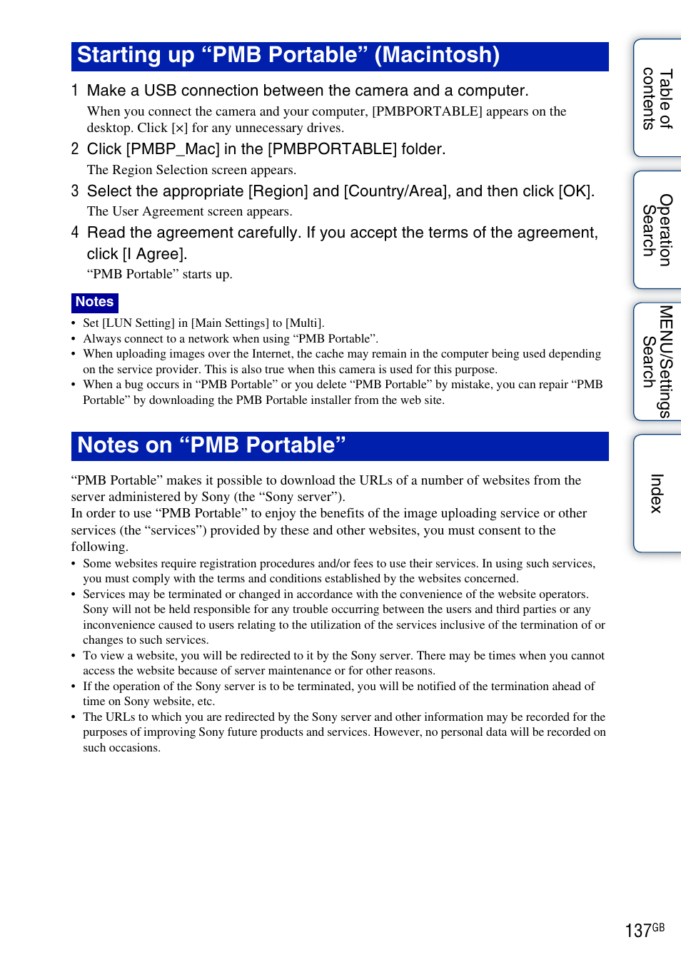 Starting up “pmb portable” (macintosh) | Sony DSC-T110 User Manual | Page 137 / 164