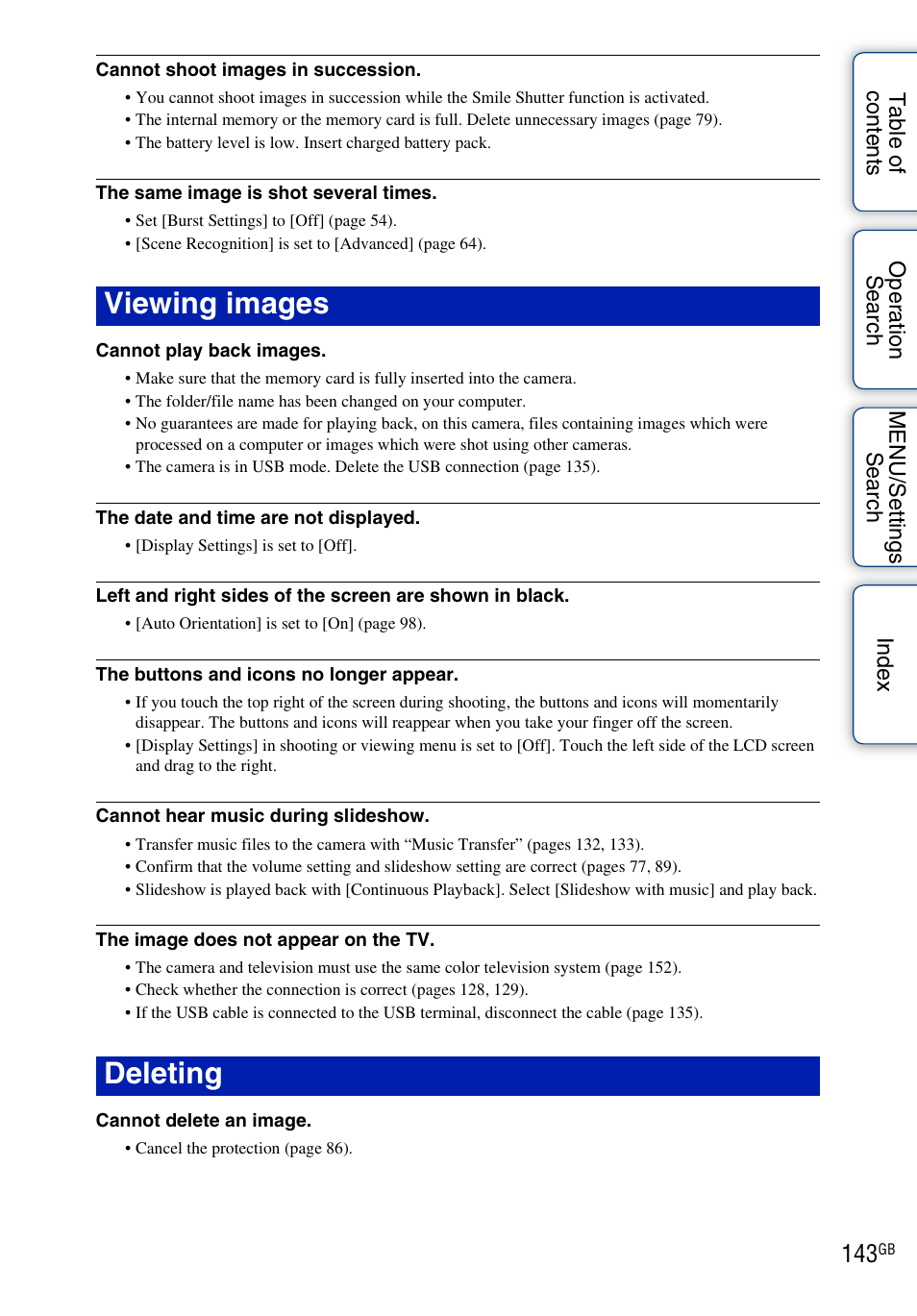 Viewing images deleting | Sony DSC-T110 User Manual | Page 143 / 164
