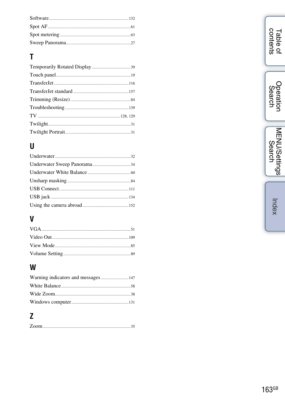 Sony DSC-T110 User Manual | Page 163 / 164