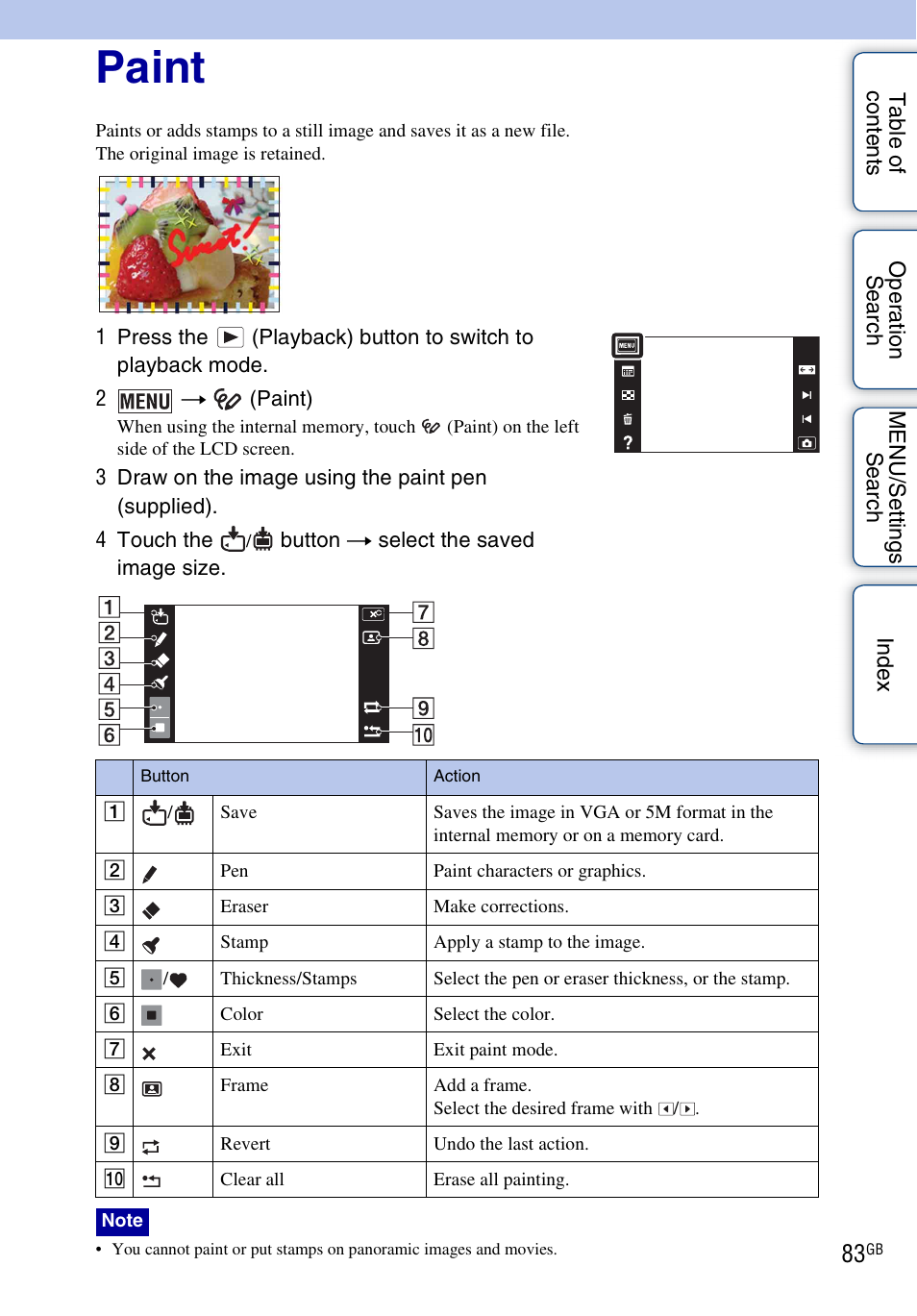 Paint | Sony DSC-T110 User Manual | Page 83 / 164