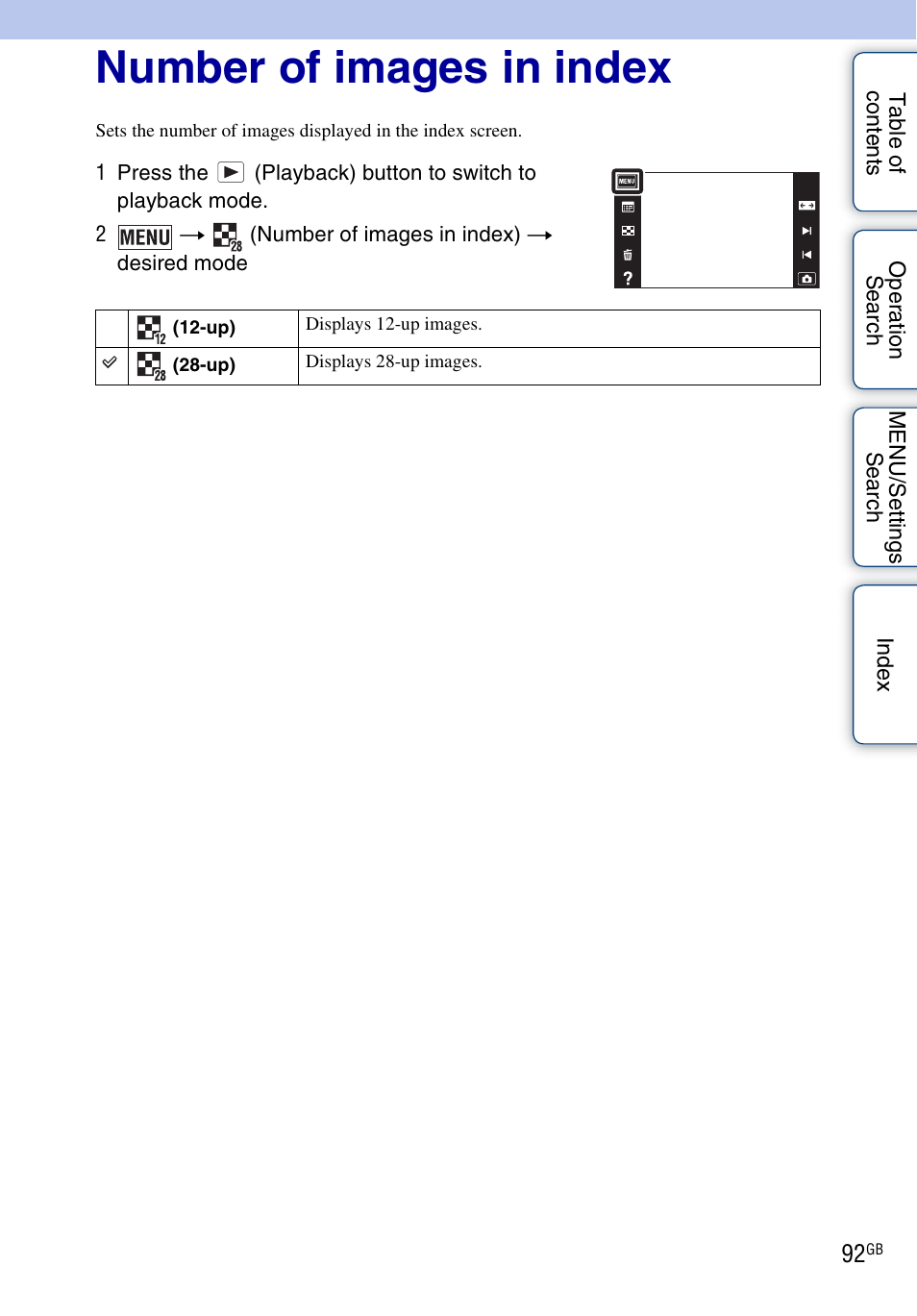 Number of images in index, Number of images in index) | Sony DSC-T110 User Manual | Page 92 / 164