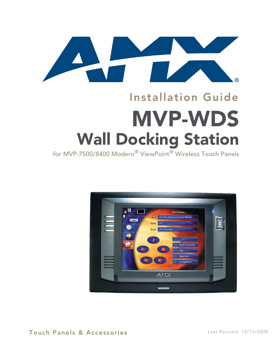 AMX Wall Docking Station MVP-WDS User Manual | 38 pages