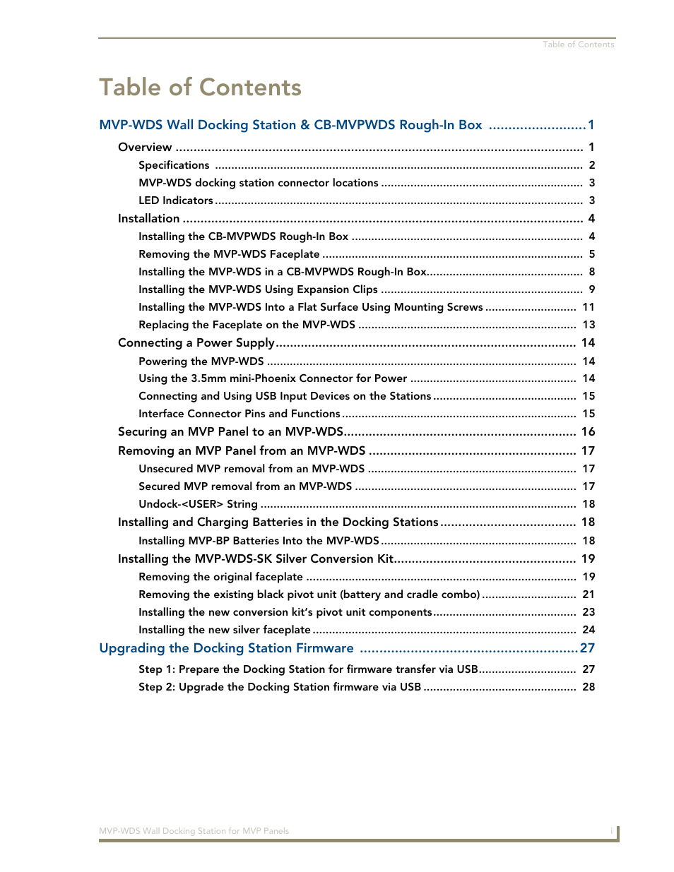 AMX Wall Docking Station MVP-WDS User Manual | Page 5 / 38