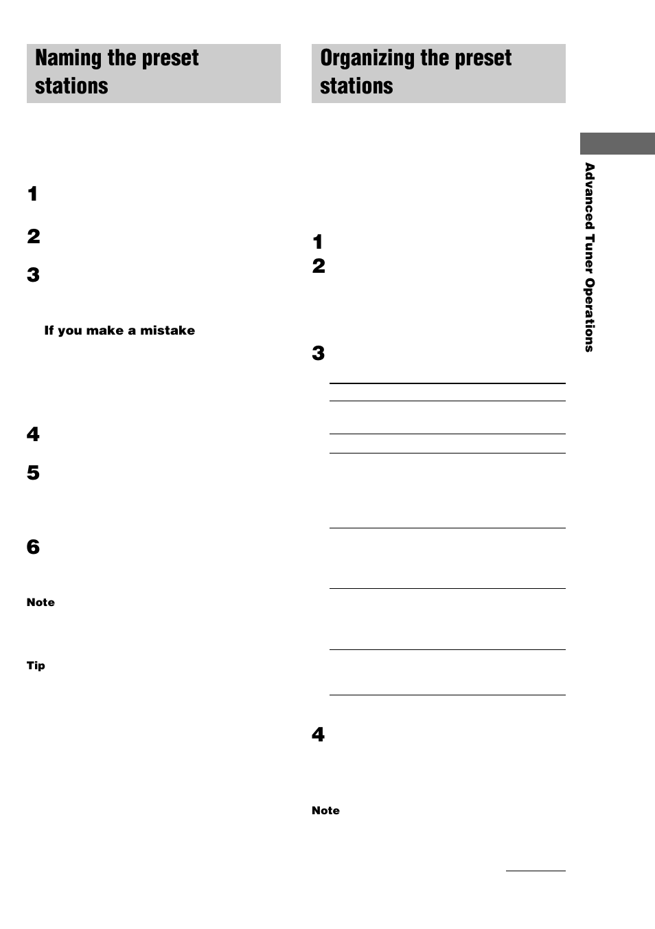 Naming the preset stations, Organizing the preset stations | Sony ST-SE370 User Manual | Page 11 / 20