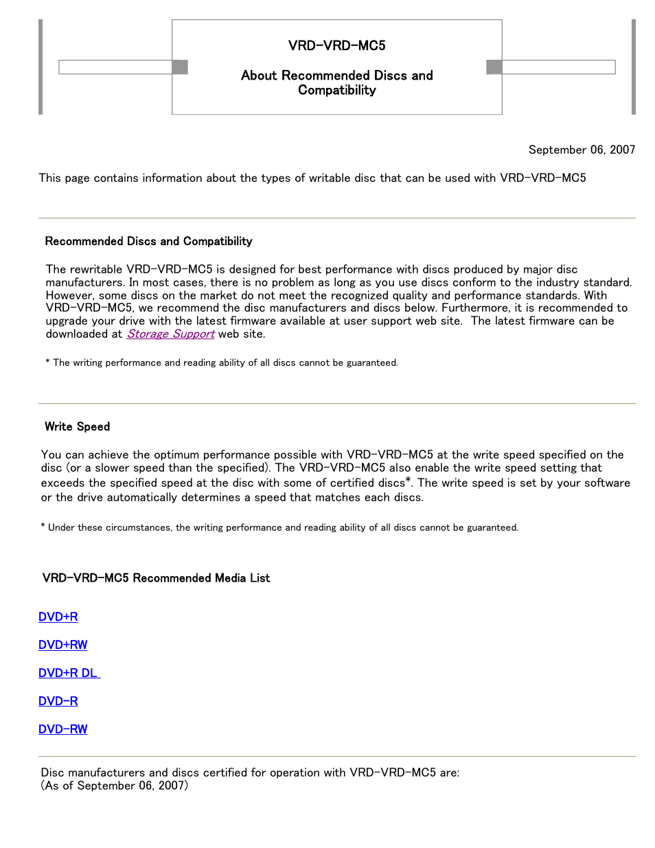 Sony VRD-MC5 User Manual | 4 pages