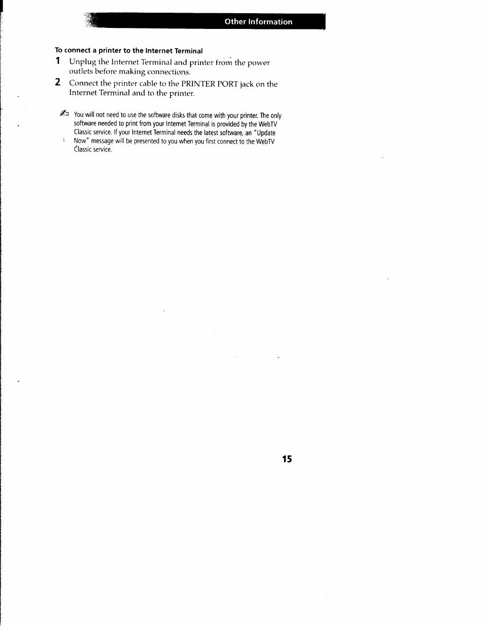 To connect a printer to the internet terminal | Sony INT-W150 User Manual | Page 19 / 29