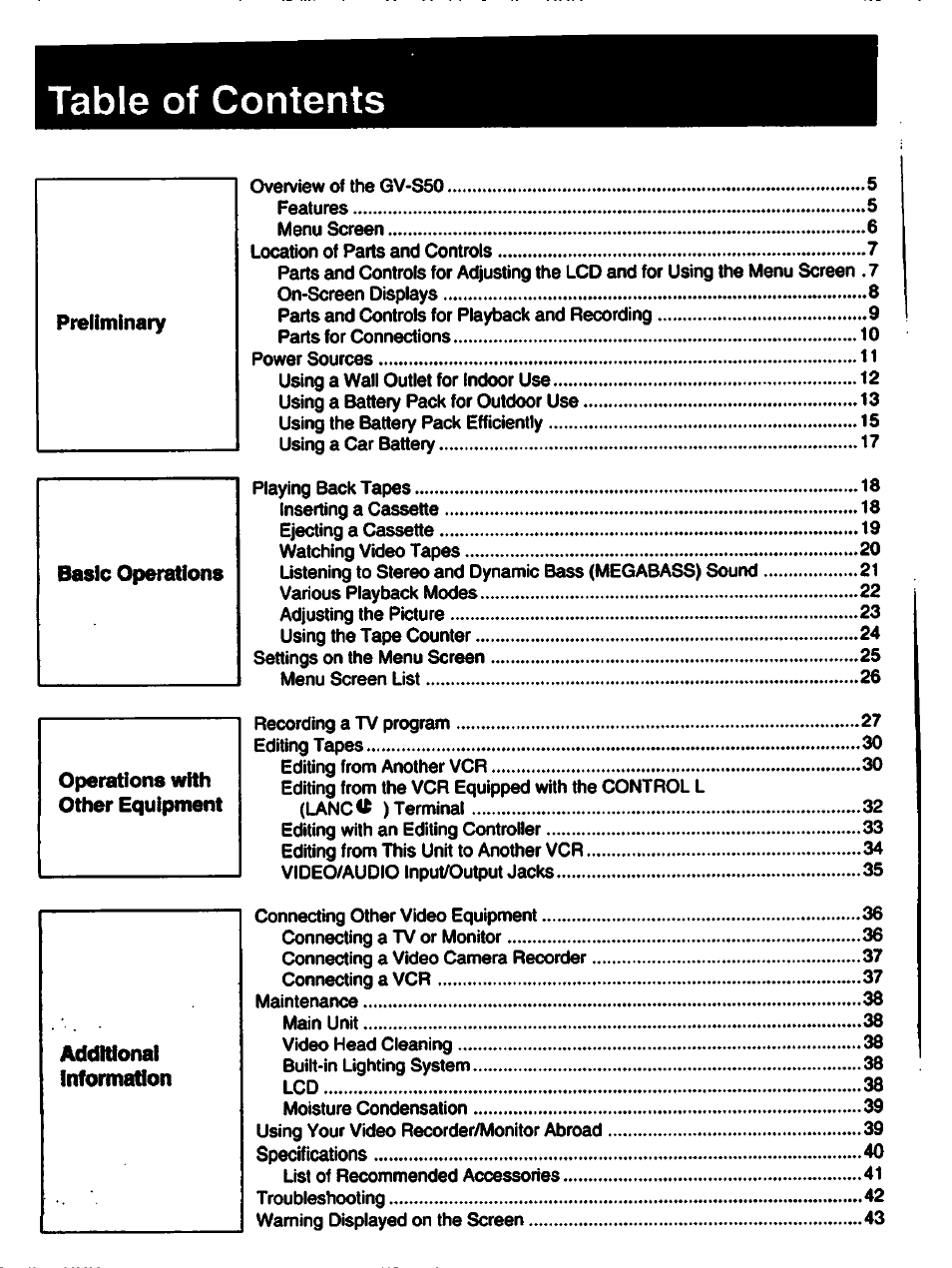 Sony GV-S50 User Manual | Page 3 / 43