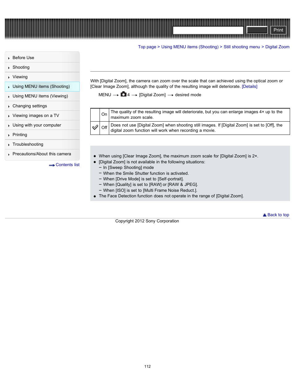 Digital zoom, 6× opticalzoom), Details | Cyber-shot user guide | Sony DSC-RX100 User Manual | Page 119 / 259