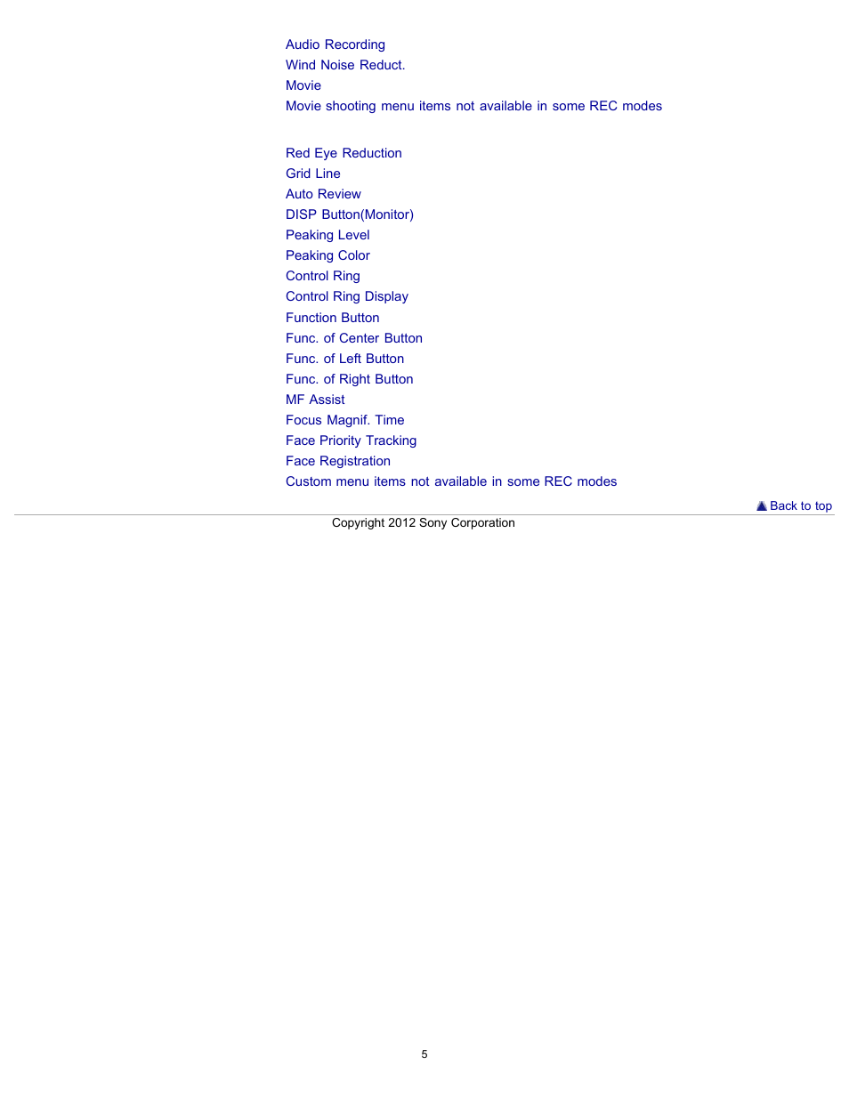 Custom menu | Sony DSC-RX100 User Manual | Page 12 / 259