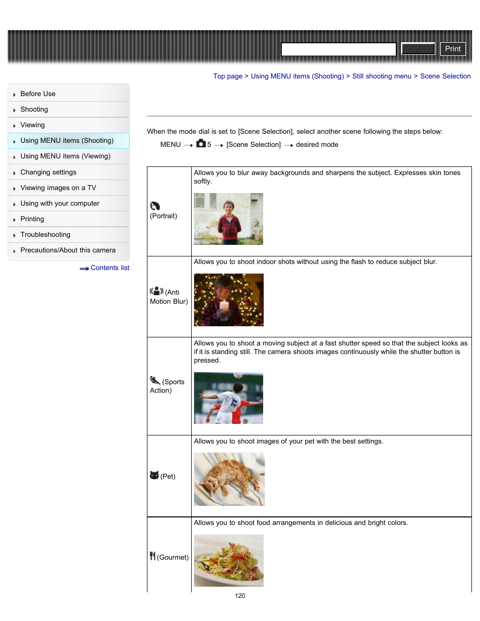 Scene selection, Cyber-shot user guide | Sony DSC-RX100 User Manual | Page 127 / 259