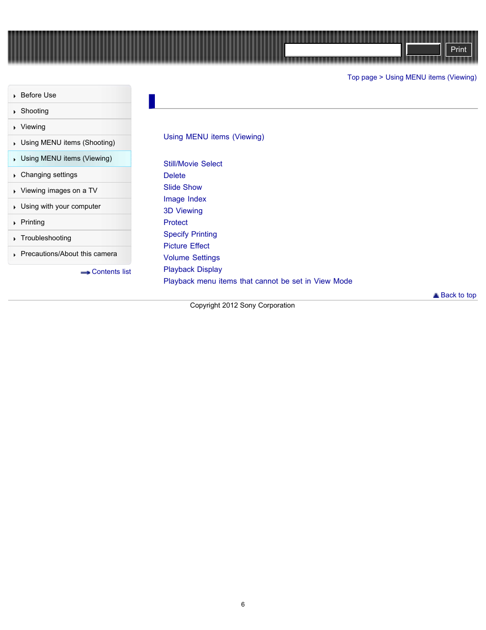Using menu items (viewing), Playback menu, Cyber-shot user guide | Sony DSC-RX100 User Manual | Page 13 / 259