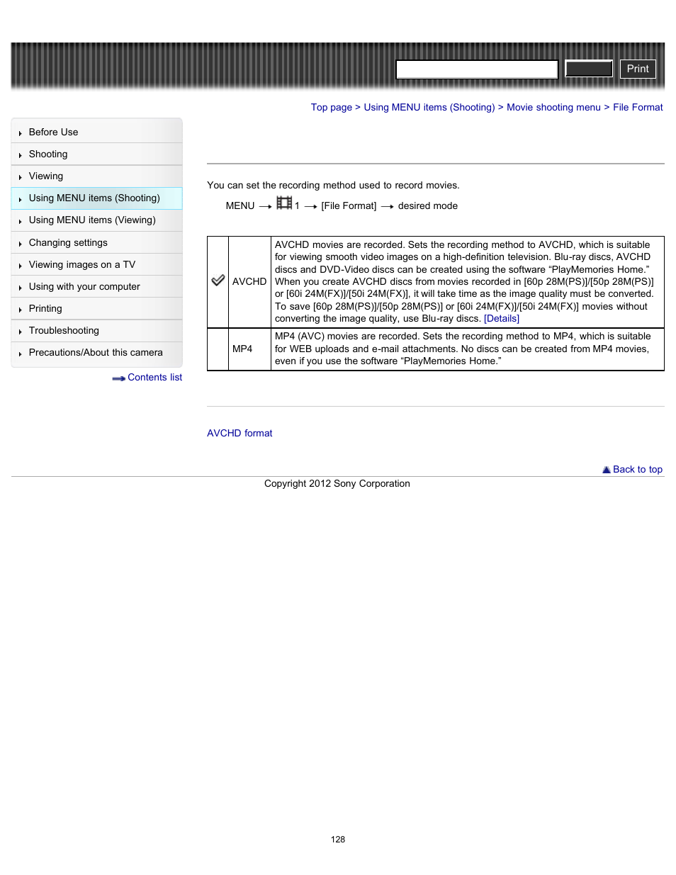 File format, Cyber-shot user guide | Sony DSC-RX100 User Manual | Page 135 / 259