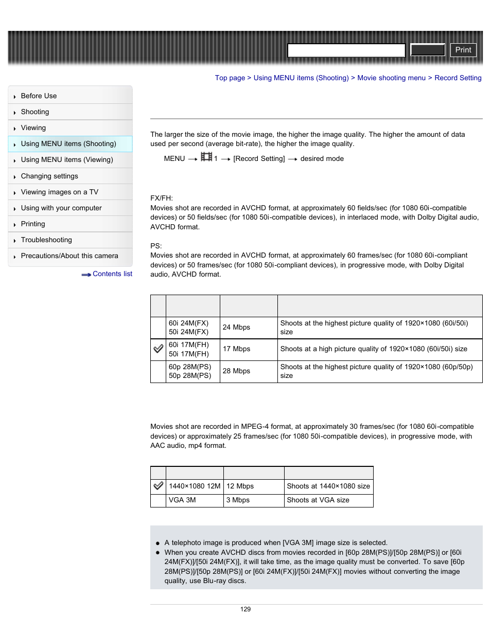 Record setting, Cyber-shot user guide | Sony DSC-RX100 User Manual | Page 136 / 259