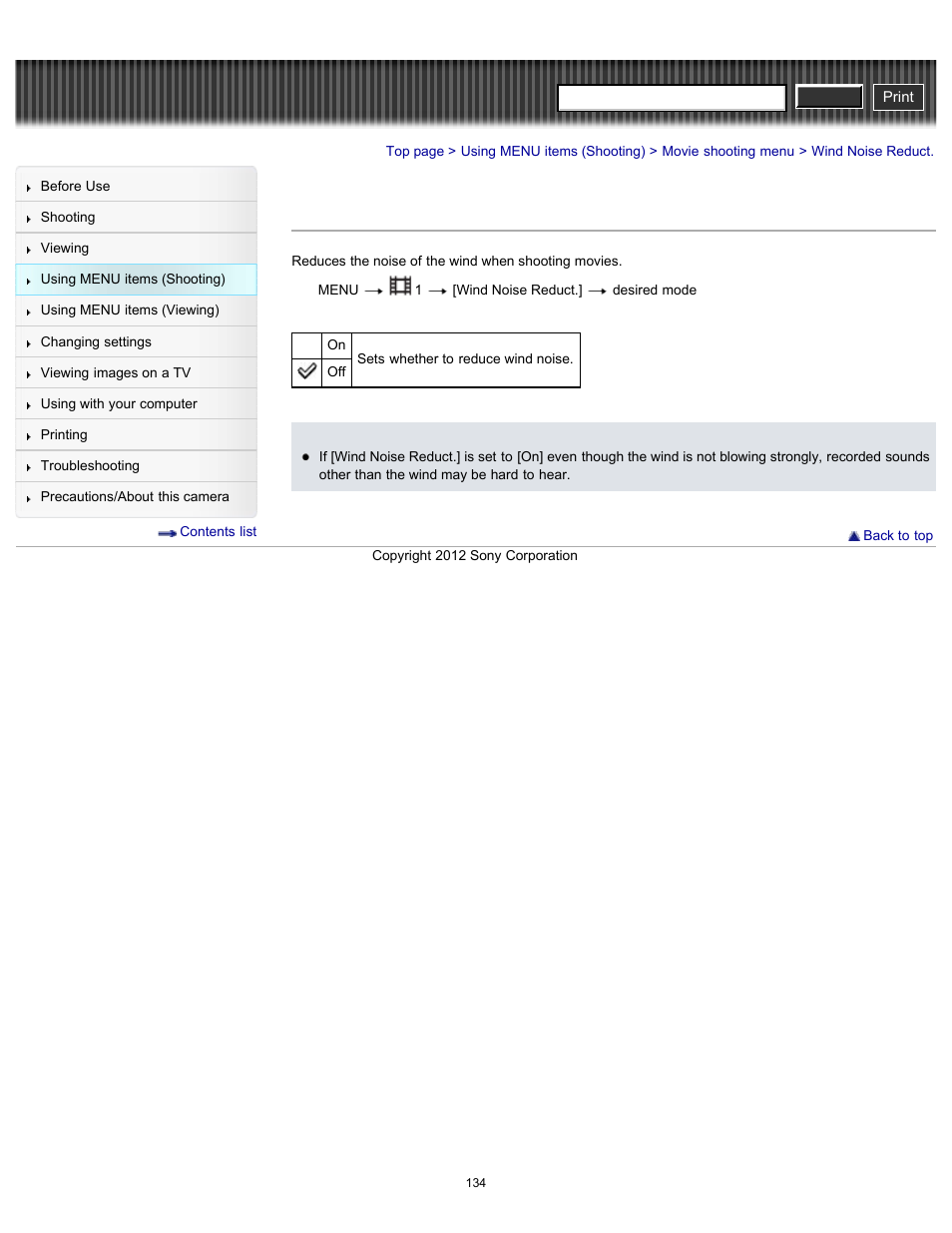 Wind noise reduct, Cyber-shot user guide | Sony DSC-RX100 User Manual | Page 141 / 259