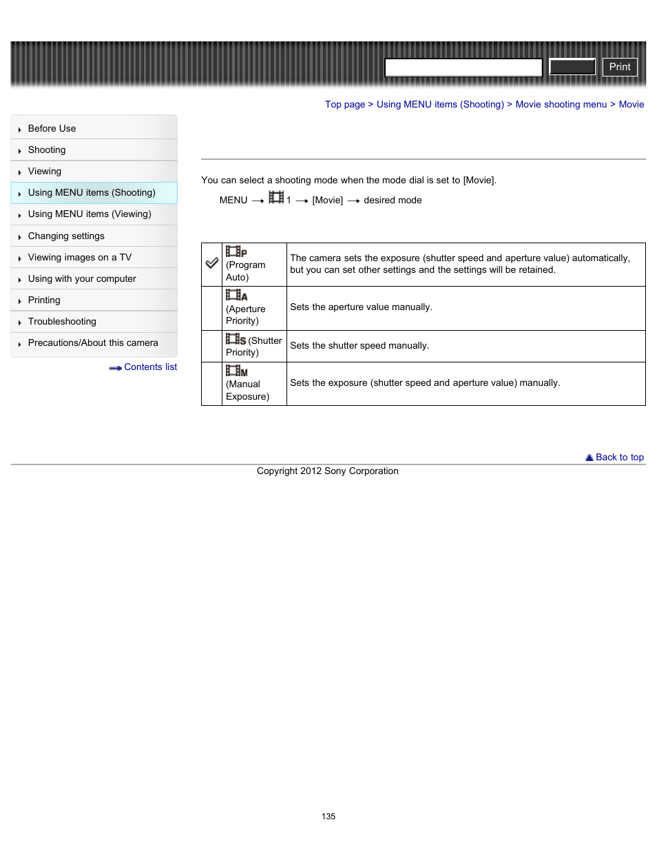 Movie, Cyber-shot user guide | Sony DSC-RX100 User Manual | Page 142 / 259