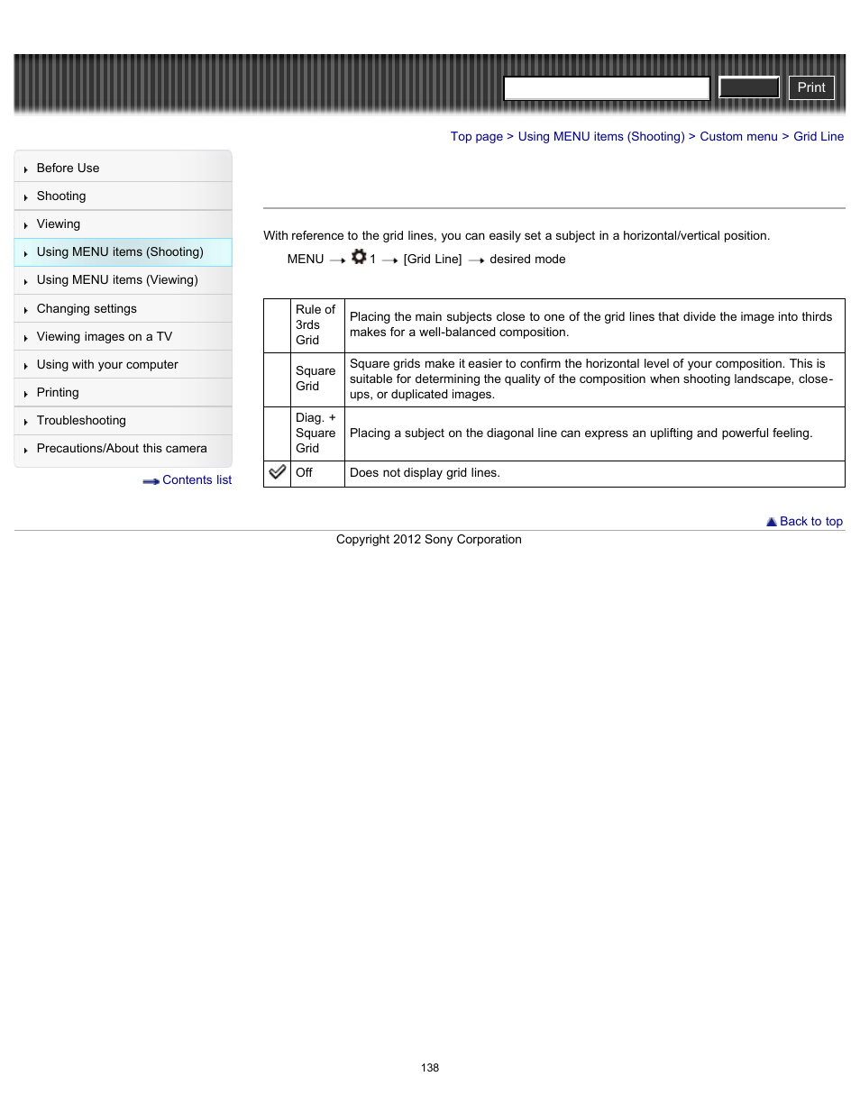 Grid line, Cyber-shot user guide | Sony DSC-RX100 User Manual | Page 145 / 259