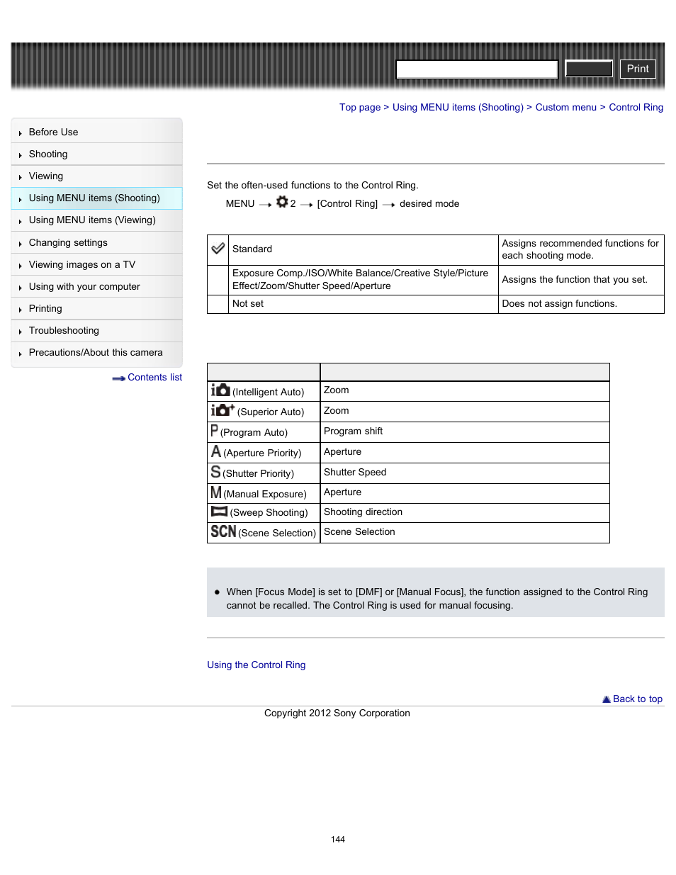 Control ring, Details, Cyber-shot user guide | Sony DSC-RX100 User Manual | Page 151 / 259