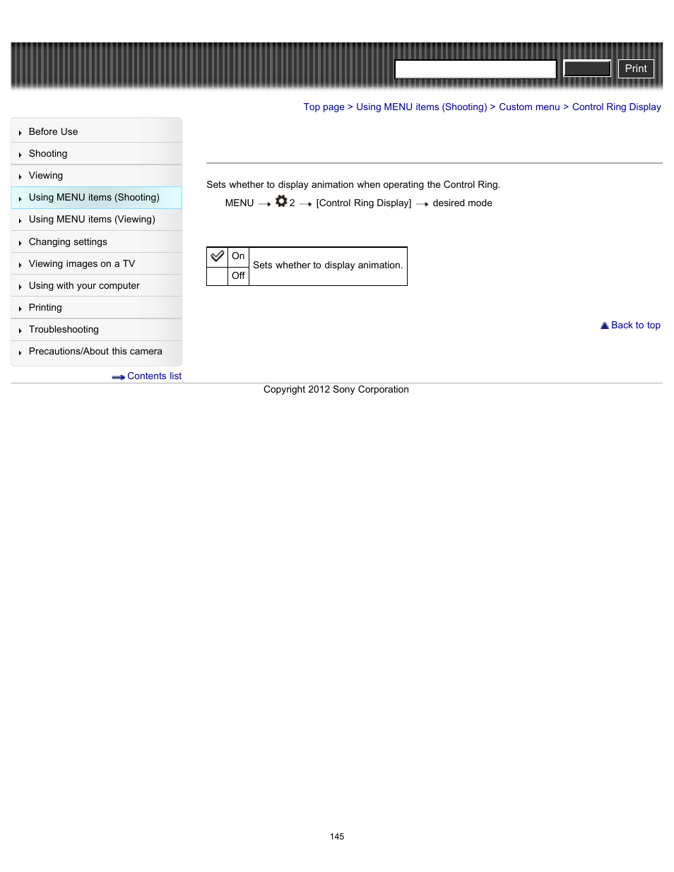 Control ring display, Cyber-shot user guide | Sony DSC-RX100 User Manual | Page 152 / 259