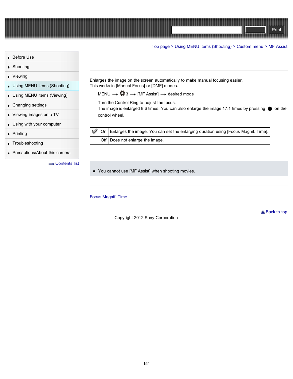 Mf assist, Cyber-shot user guide | Sony DSC-RX100 User Manual | Page 161 / 259