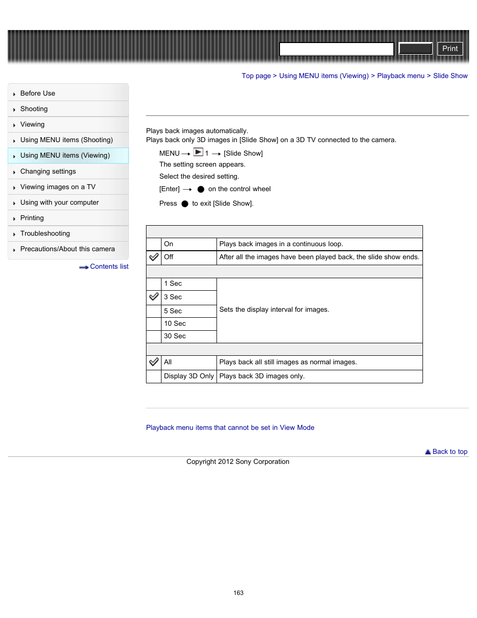 Slide show, Cyber-shot user guide | Sony DSC-RX100 User Manual | Page 170 / 259