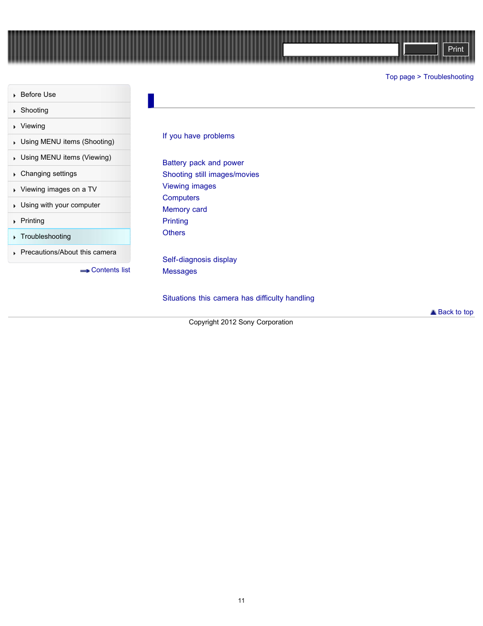 Troubleshooting, Warning indicators and messages, Cyber-shot user guide | Sony DSC-RX100 User Manual | Page 18 / 259