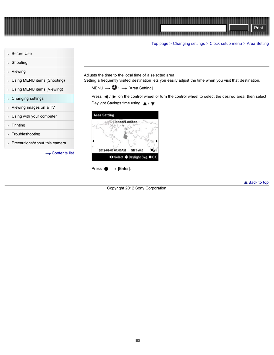 Area setting, Cyber-shot user guide | Sony DSC-RX100 User Manual | Page 187 / 259