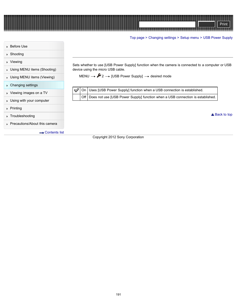 Usb power supply, Cyber-shot user guide | Sony DSC-RX100 User Manual | Page 198 / 259