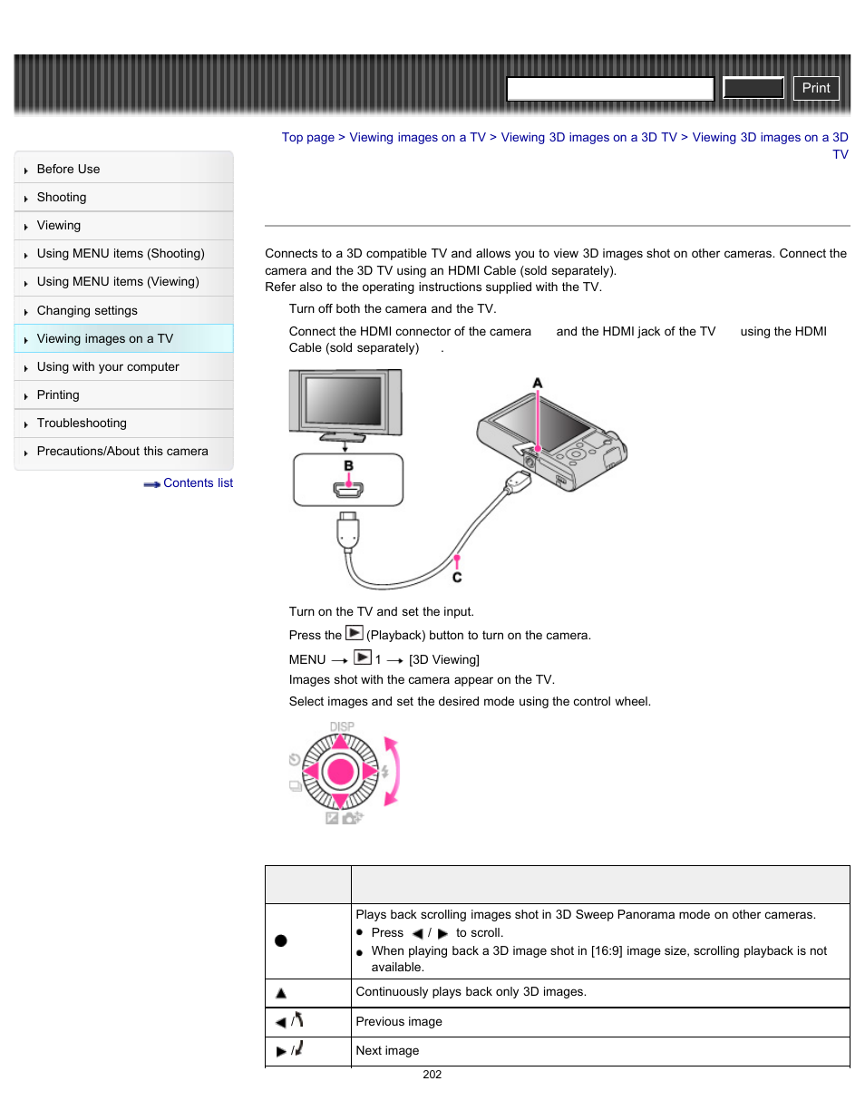 Viewing 3d images on a 3d tv, Cyber-shot user guide | Sony DSC-RX100 User Manual | Page 209 / 259