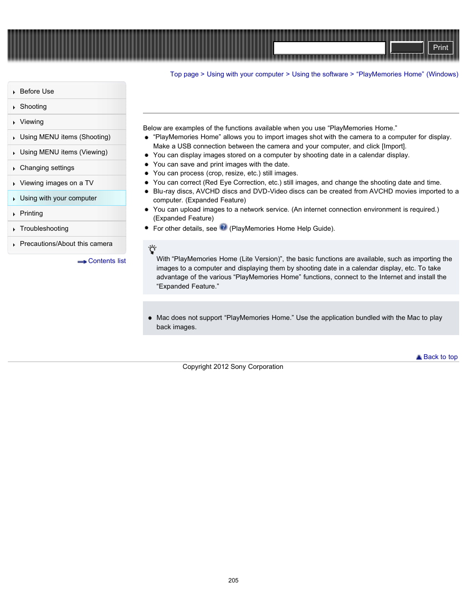 Playmemories home” (windows), Cyber-shot user guide | Sony DSC-RX100 User Manual | Page 212 / 259