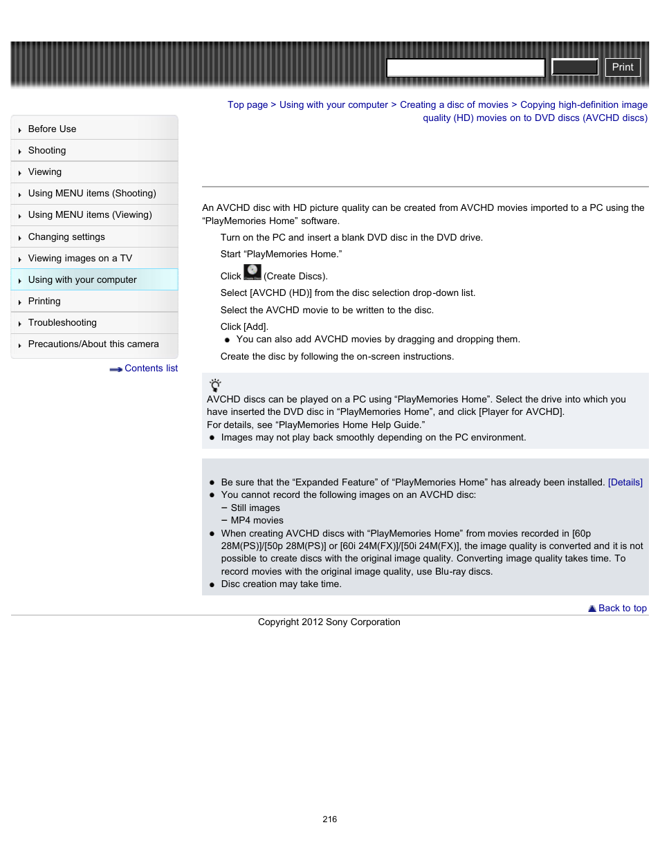 Discs (avchddiscs), Cyber-shot user guide | Sony DSC-RX100 User Manual | Page 223 / 259