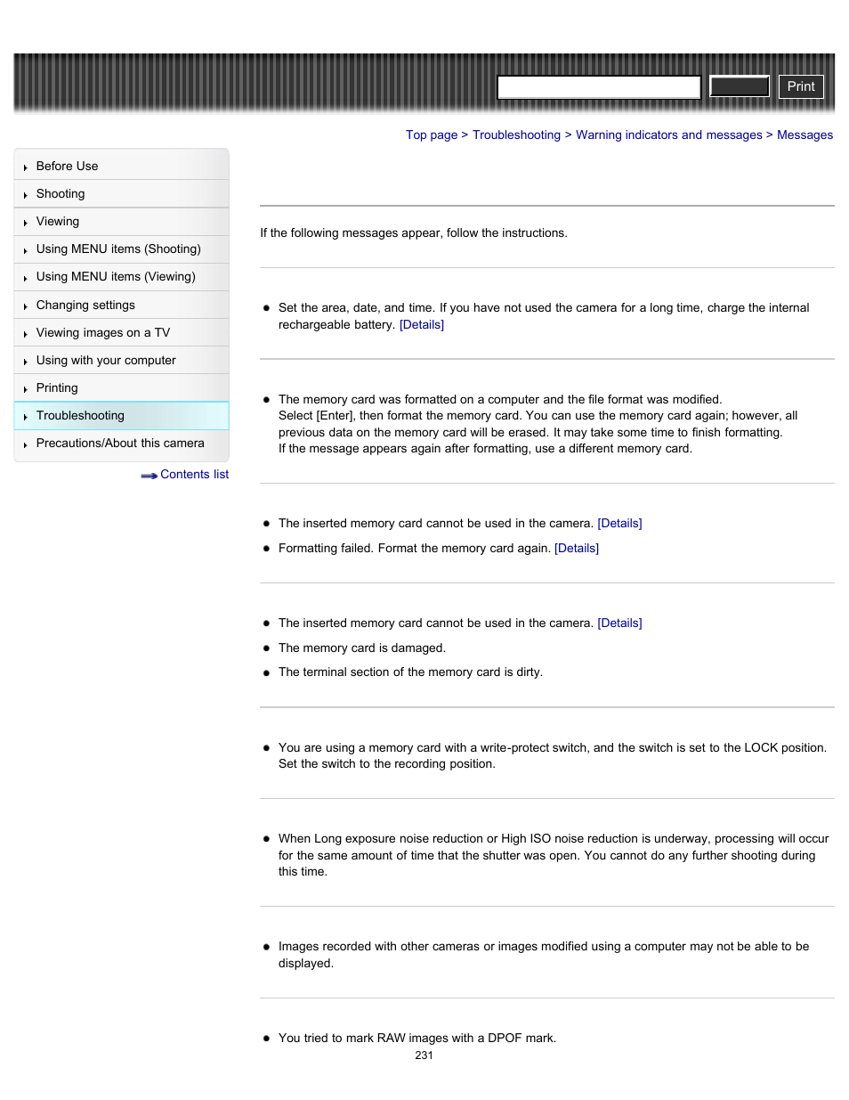 Messages, Cyber-shot user guide | Sony DSC-RX100 User Manual | Page 238 / 259