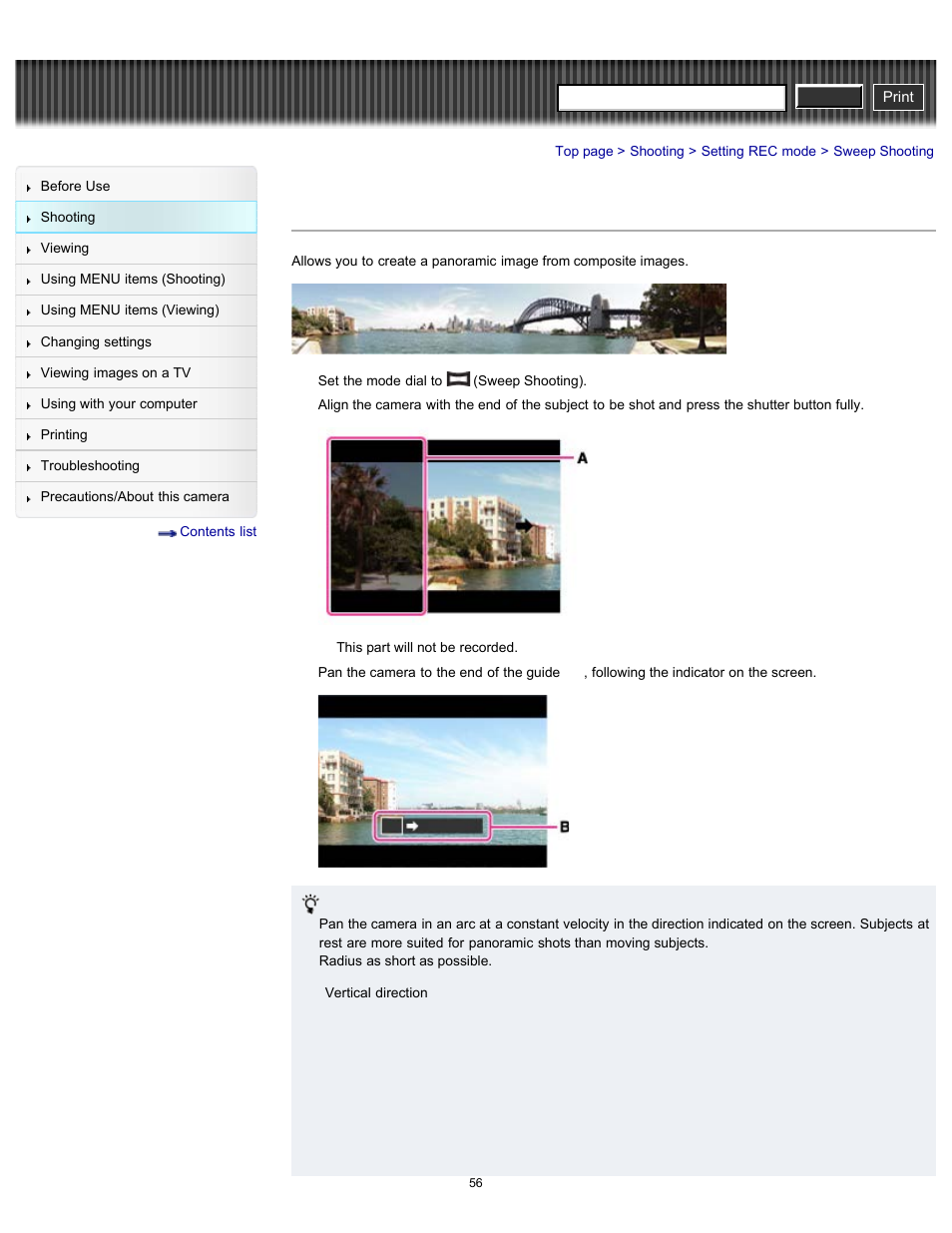 Sweep shooting, Cyber-shot user guide | Sony DSC-RX100 User Manual | Page 63 / 259