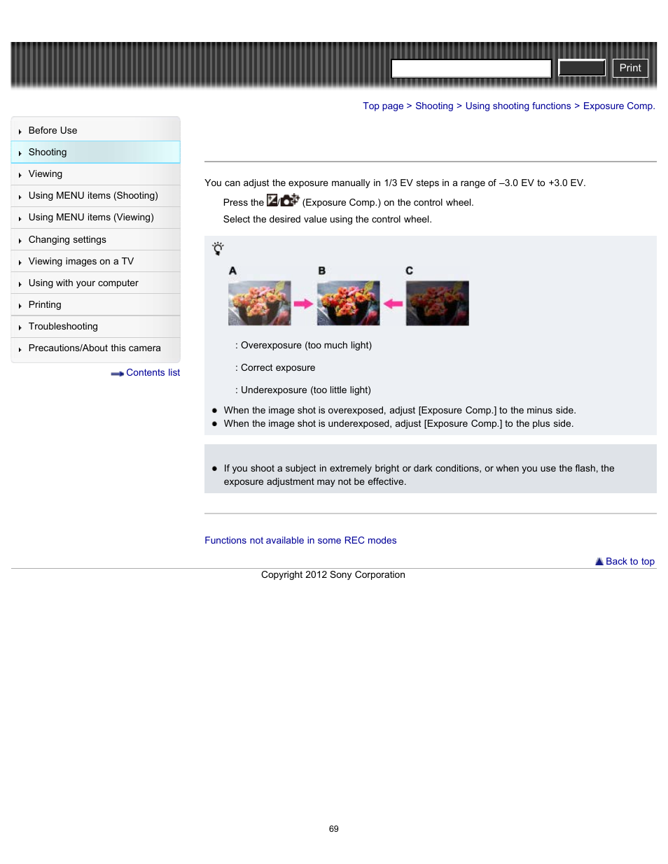 Exposure comp, Cyber-shot user guide | Sony DSC-RX100 User Manual | Page 76 / 259