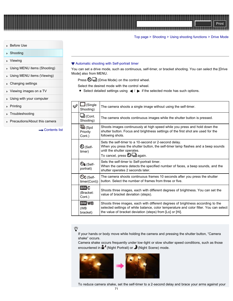 Drive mode, Cyber-shot user guide | Sony DSC-RX100 User Manual | Page 78 / 259