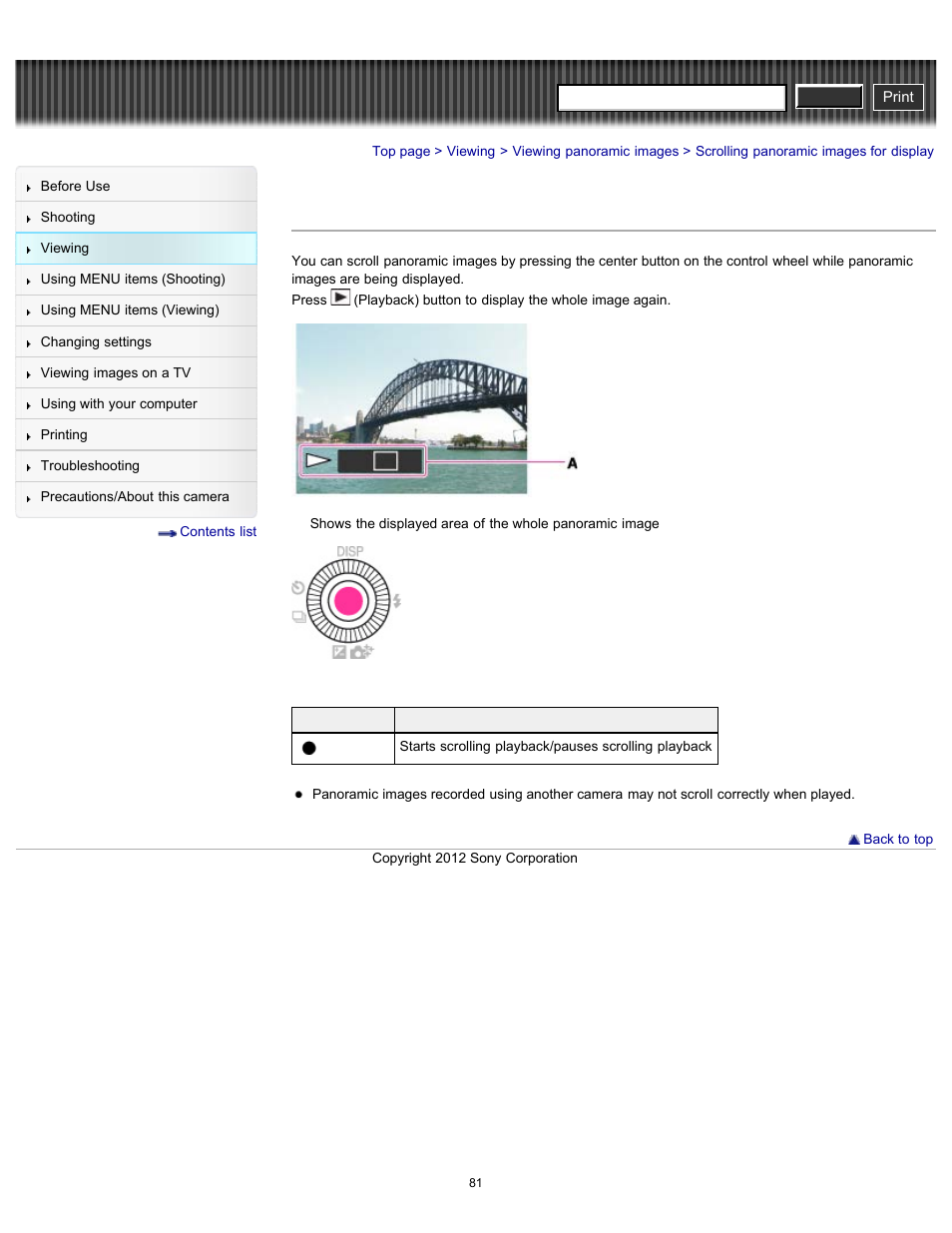Scrolling panoramic images for display, Cyber-shot user guide | Sony DSC-RX100 User Manual | Page 88 / 259