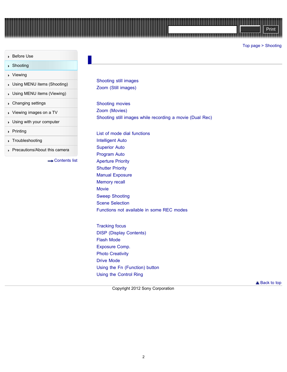 Shooting, Cyber-shot user guide | Sony DSC-RX100 User Manual | Page 9 / 259