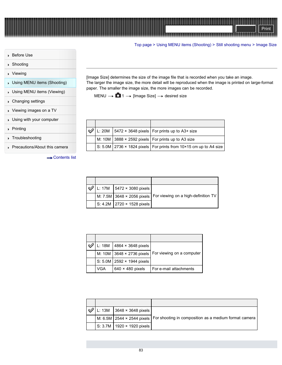 Image size, Details, Cyber-shot user guide | Sony DSC-RX100 User Manual | Page 90 / 259